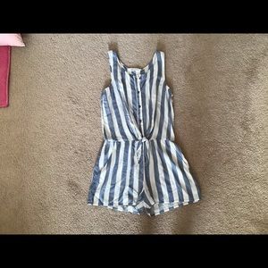 Girls blue striped romper